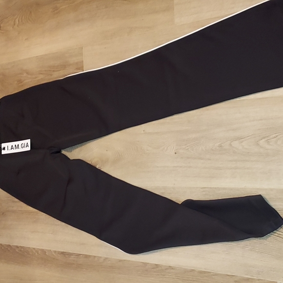 I. AM. GIA  HIGH WAIST NWT black front zip side stripe pants - Picture 4 of 4